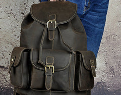 Cool Leather Mens Backpack Vintage Travel Backpack School Backpack for men - iwalletsmen