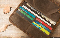 Cool Canvas Leather Mens Bifold Long Wallet Long Wallet for Men - iwalletsmen