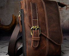 Mens Leather Small Side Bag COURIER BAGs Waist Pouch Holster Belt Case Belt Pouch for Men - iwalletsmen