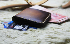 Vintage Leather Brown Mens Slim Small Wallet Leather Bifold Wallets for Men - iwalletsmen