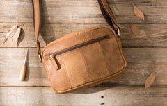Small Cool Leather Mens Messenger Bags Shoulder Bag  for Men - iwalletsmen