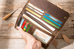 Vintage Cool Mens long Wallet Leather Wallet Long Wallet for Men - iwalletsmen
