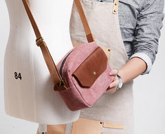 Cool Mens Canvas Leather Side Bag Gray Courier Bag Messenger Bag for Men - iwalletsmen