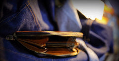Handmade Leather Mens Chain Biker Wallet Cool Leather Wallet Long Phone Wallets for Men