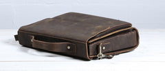 Vintage Coffee Leather Mens Briefcases Work Bag Laptop Bag Business Bag for Men - iwalletsmen