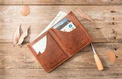 Handmade Leather Mens Small Wallets Bifold Vintage Slim billfold Wallet for Men - iwalletsmen
