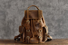 Handmade Leather Mens Cool Backpack Sling Bag Large Travel Bag Hiking Bag for men