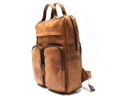 Cool Brown Mens Leather Backpack Travel Backpacks Laptop Backpack for men - iwalletsmen