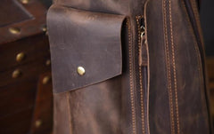 Genuine Leather Mens Cool Chest Bag Sling Bag Crossbody Bag Travel Bag Hiking Bag for men