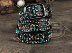 Genuine Leather Punk Rock Biker Trucker Mens Belt Men Black Coffee Belt for Men