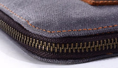 Cool Waxed Canvas Leather Mens Wristlet Bag Work Clutch Zipper Bag for Men - iwalletsmen