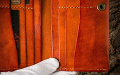 Handmade Leather Mens Clutch Wallet Cool Leather Wallet Long Phone Wallets for Men