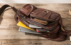 Coffee Cool Leather Fanny Packs Mens Waist Bag Hip Pack Belt Bag for Men - iwalletsmen