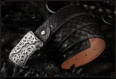Handmade Genuine Leather Mens Belt Custom Cool Leather Men Black Belt for Men