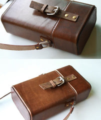 Handmade Leather Mens Small Box Bag Shoulder Bag Messenger Bag for Men - iwalletsmen