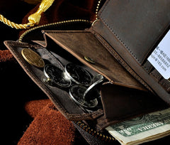 Cool Leather Mens Zipper Small Wallet Front Pocket Wallet for Men - iwalletsmen