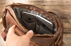 Cool Small Leather Coffee Mens Messenger Bags Shoulder Bags  for Men - iwalletsmen