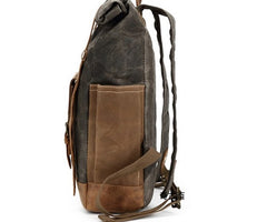 Waxed Canvas Leather Mens Travel Backpacks Canvas Backpack Canvas School Backpack for Men - iwalletsmen