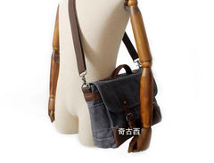 Mens Waxed Canvas Leather Messenger Bag Camera Side Bag Courier Bag for Men - iwalletsmen