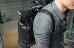Black Leather Mens Backpacks Travel Backpacks Laptop Backpack for men - iwalletsmen