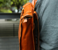 Brown Leather Mens Backpack Travel Backpacks Laptop Backpack for men - iwalletsmen