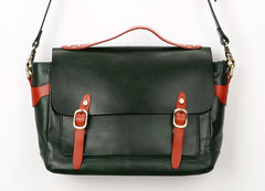Green Leather Mens Briefcase Messenger Bag Handbag Shoulder Bag for men - iwalletsmen