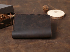 Cool Coffee Leather Mens Small Wallets Bifold Vintage Slim billfold Wallet for Men - iwalletsmen