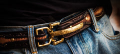 Handmade Genuine Leather Tooled Mens Belt Custom Cool Leather Men Black Belt for Men