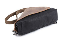 Mens Waxed Canvas Leather Triangular Side Bag Canvas Courier Bags for Men - iwalletsmen