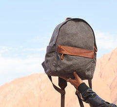 Cool Canvas Gray Mens Backpack Canvas Travel Bag Canvas School Bag for Men - iwalletsmen