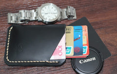 Black Leather Mens Slim Front Pocket Wallets Leather Card Wallet for Men - iwalletsmen