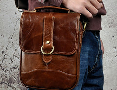 Cool Vintage Leather Mens Small Side Bag Messenger Bag Shoulder Bags for Men - iwalletsmen