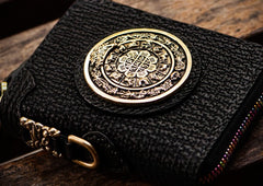 Handmade Leather Biker Wallet Mens Cool billfold Chain Wallet Trucker Wallet with Chain
