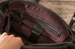 Black Leather Mens Large Briefcase Work Bag Laptop Bag Business Bag for Men - iwalletsmen