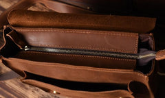 Handmade Leather Mens Cool Messenger Bag Briefcase Work Bag Business Bag for men