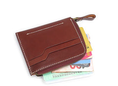 Leather Mens Front Pocket Wallets Small Slim Wallet Card Wallet Change Wallet for Men - iwalletsmen