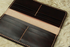 Vintage Leather Coffee Bifold Mens Long Wallet Leather Long Wallets for Men - iwalletsmen
