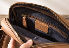 Cool Mens Small Leather Brown Bag Messenger Bags Shoulder Bags  for Men - iwalletsmen