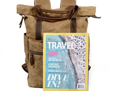 Waxed Canvas Leather Mens Backpack Canvas Travel Backpack Canvas School Backpack for Men - iwalletsmen