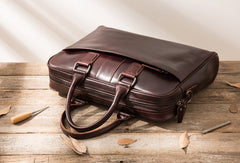 Red Brown Leather Mens Briefcase Work Bag Laptop Bag Business Bag for Men - iwalletsmen