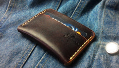 Handmade Leather Mens Slim Front Pocket Wallets Leather Card Wallet for Men - iwalletsmen