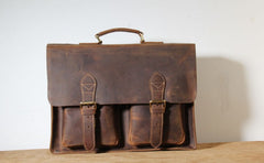 Genuine Leather Mens Cool Messenger Bag Briefcase Work Bag Laptop Bag for men