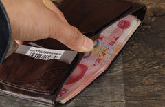 Handmade Genuine Leather Mens Cool Slim Leather Wallet Men Small Wallets Bifold for Men