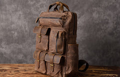 Oil Wax Canvas Mens Cool Backpack Sling Bag Large Sport Bag Travel Bag Hiking Bag for men