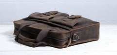 Vintage Coffee Leather Mens Briefcases Work Bag Laptop Bag Business Bag for Men - iwalletsmen