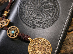 Handmade Leather Mens Chain Biker Wallet Cool Leather Wallet Long Phone Wallets for Men