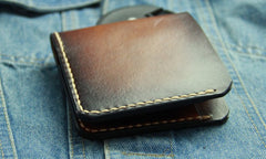 Vintage Coffee Leather Mens Slim Small Wallet Leather Bifold Wallets for Men - iwalletsmen