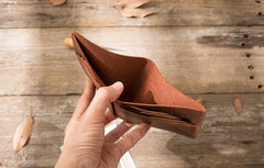 Brown Cool Leather Mens Small Wallet Bifold Vintage Slim billfold Wallet for Men - iwalletsmen