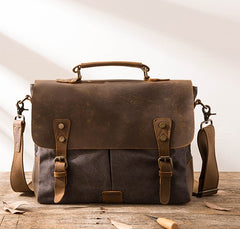 Leather Canvas Messenger Bags for men Vintage Shoulder Bag for men - iwalletsmen