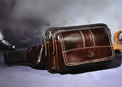 Cool Leather Mens Fanny Pack Waist Bag Hip Pack Belt Bag Bumbag for Men - iwalletsmen